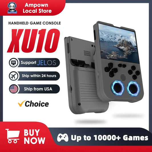 Ampown XU10 Handheld Game Console 3.5" IPS Screen 3000mAh Battery Linux System Built-in Retro Games Portable Video Game Console Ai-TechWorld 