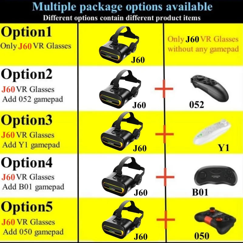 Original J60 4K Wireless Virtual Reality VR Glasses Stereo 3D Videos Google Cardboard Box Headset Helmet for Smartphone Max 6.7" Ai-TechWorld 