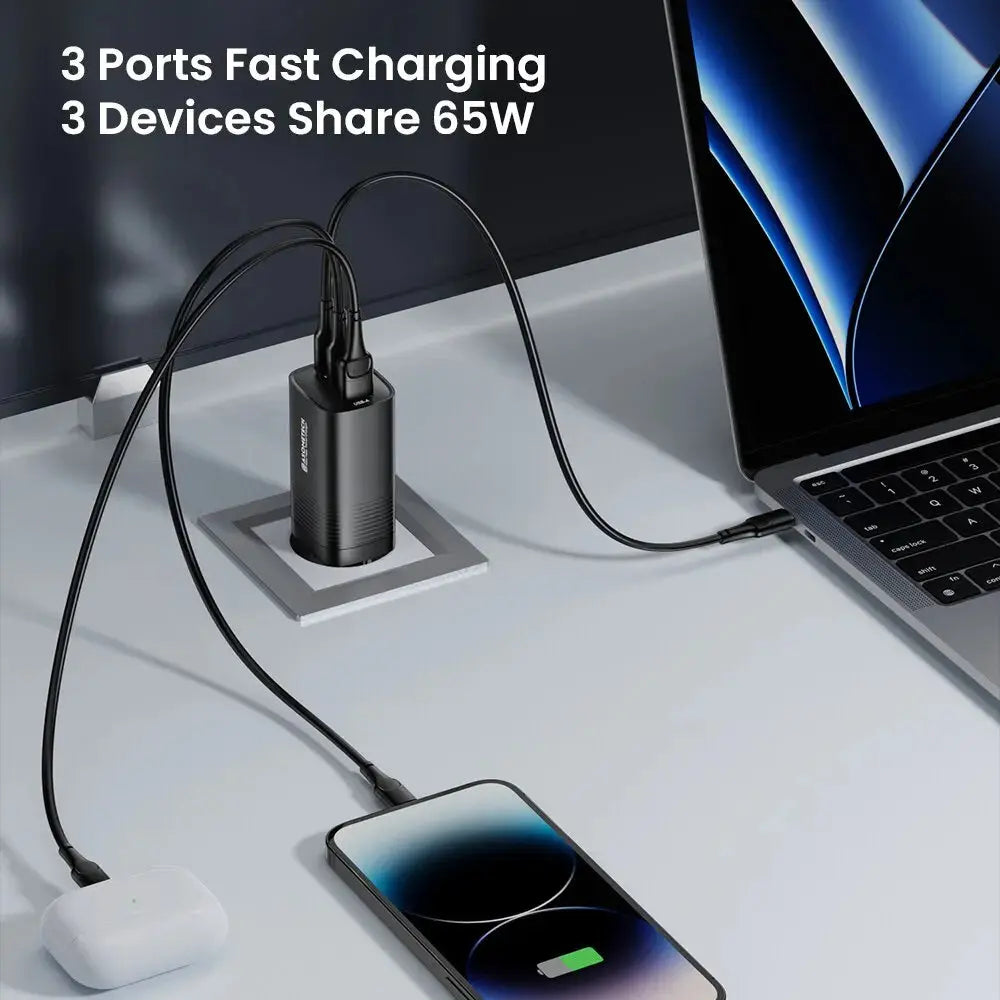 ASOMETECH GaN USB Type C Charger 65W 45W PPS PD QC4.0 Quick Charger For Macbook Laptop IPAD Tablet iPhone 16 Samsung S23 Ultra Ai-TechWorld 