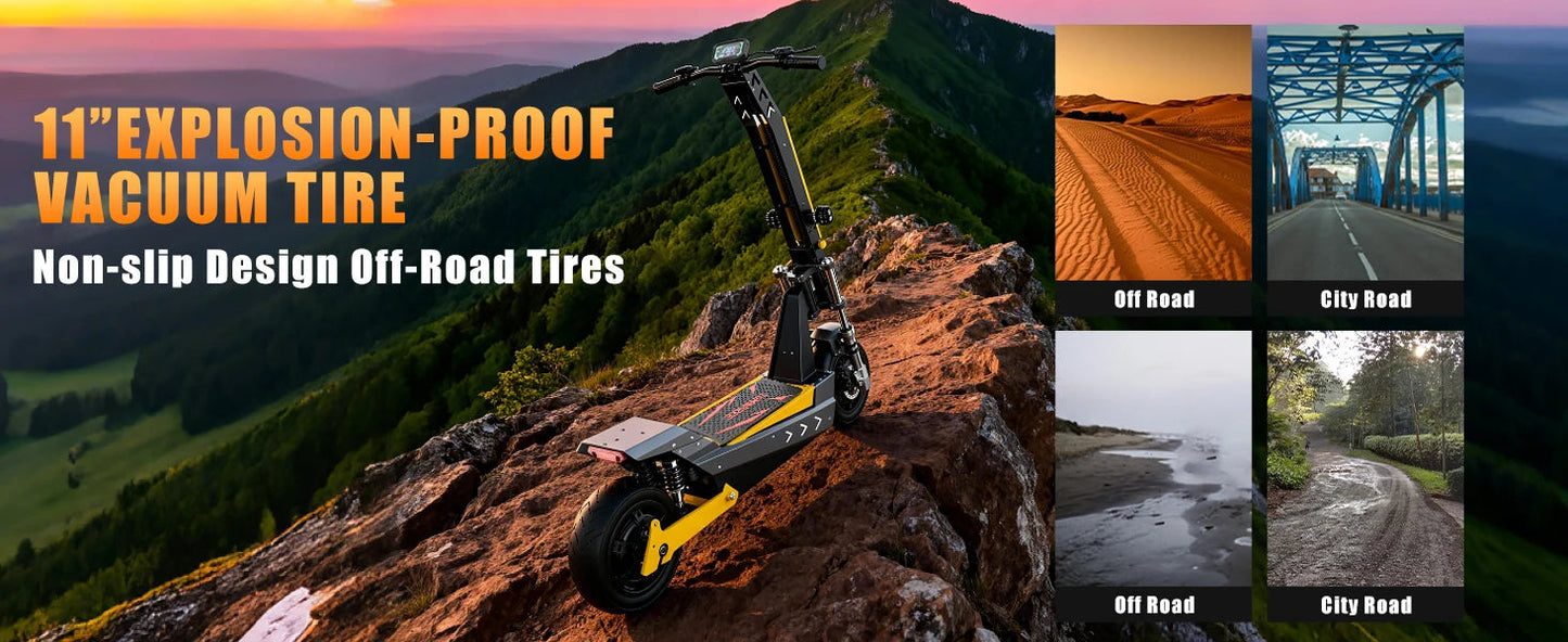 Terrosor 3000Wx2 Adult Electric Scooter Dual Motor Top Speed 50MPH,60V35AH, 11-inch Off-Road Tires Sport Folding EScooter Ai-TechWorld 