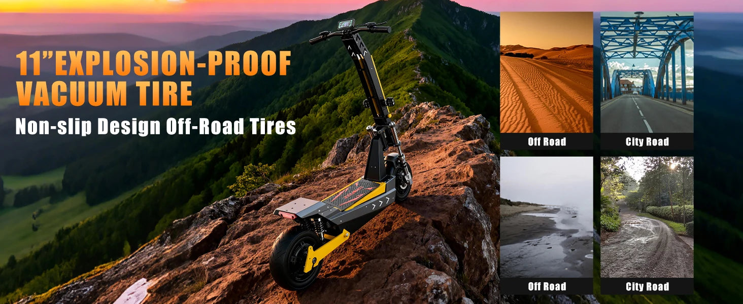 Terrosor 3000Wx2 Adult Electric Scooter Dual Motor Top Speed 50MPH,60V35AH, 11-inch Off-Road Tires Sport Folding EScooter Ai-TechWorld 