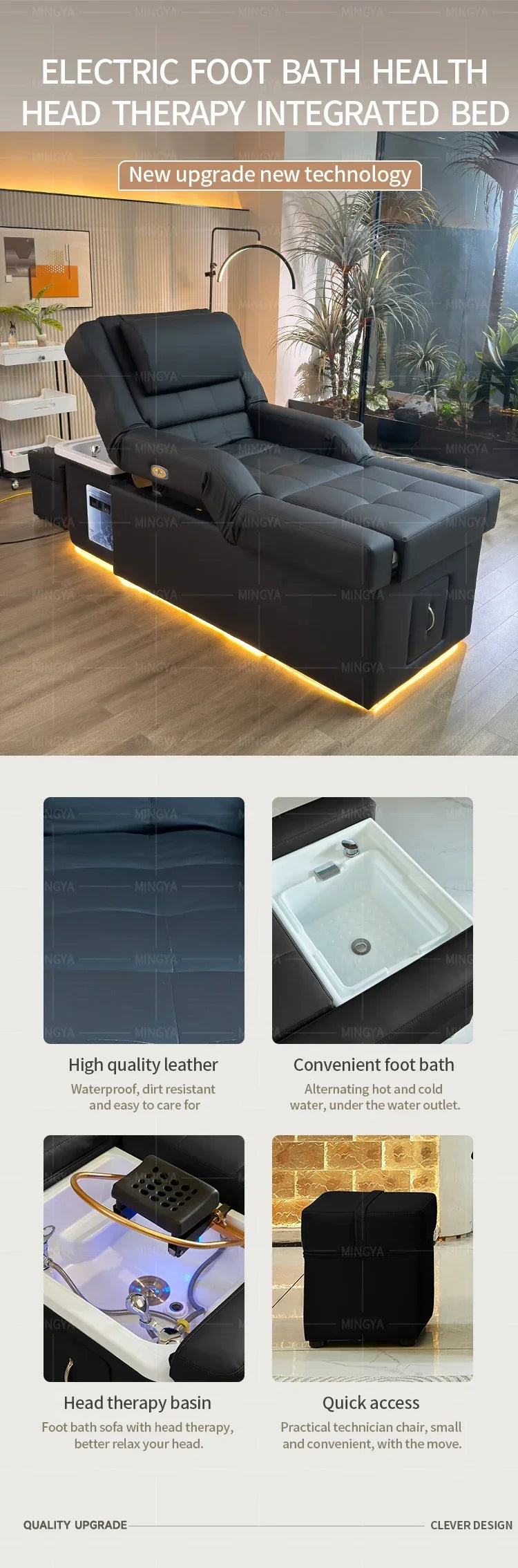 Factory Custom Made Hair Washing Bed for Hair Salon, Head Spa, Pedicure, Foot Massage, Hair Washing Chair. Ai-TechWorld 