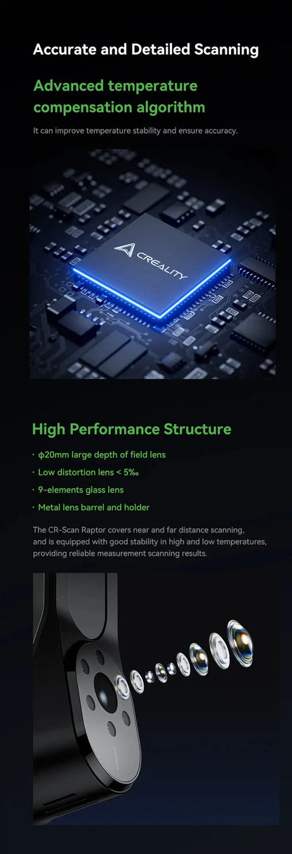 Creality 3D Scanner CR-Scan Raptor Blue NIR Light 0.02mm Accuracy 60FPS Anti-Shake Tracking Scanning Color Scanner for 3D Printe Ai-TechWorld 