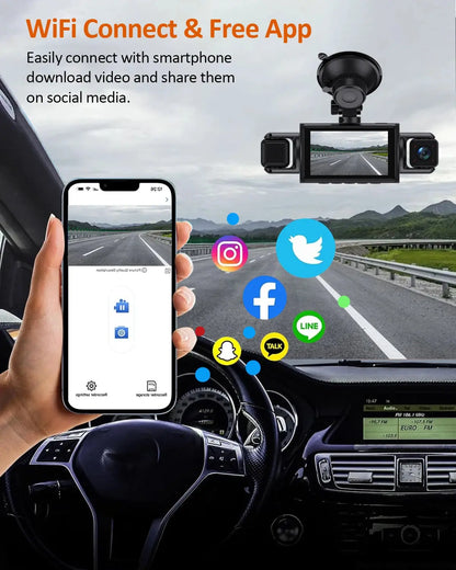 Car Dash Cam 4 Channel Black Box WiFi Driving Camera FHD 1080P Front Left Right Rear Night Vision Loop Recording add Hardwirekit Ai-TechWorld 