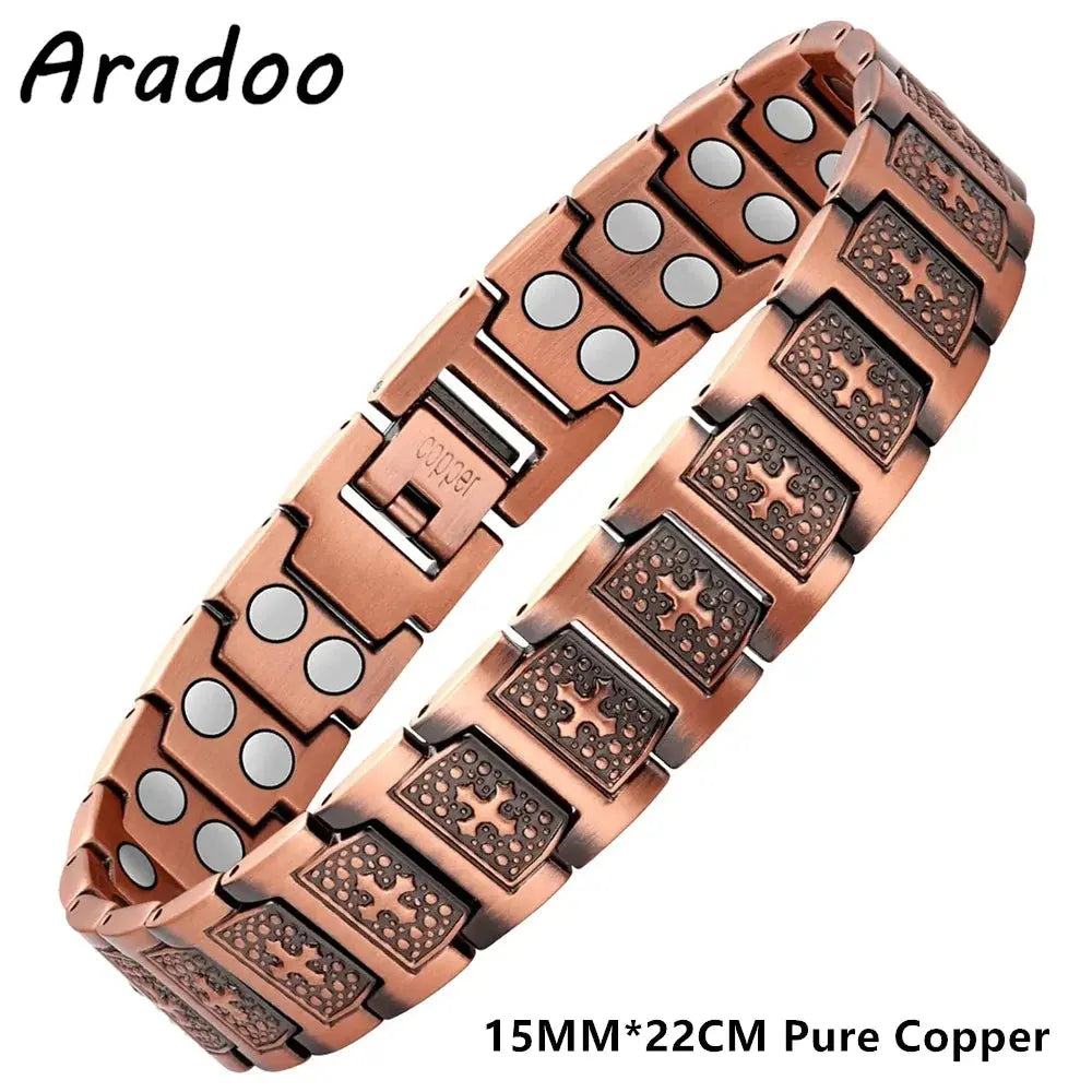 ARADOO Copper Bracelet for Men 100% Pure Copper Magnetic Link Bracelets Jewelry Gift with Adjustable Sizing Tool Ai-TechWorld 