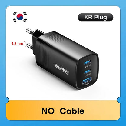 ASOMETECH GaN USB Type C Charger 65W 45W PPS PD QC4.0 Quick Charger For Macbook Laptop IPAD Tablet iPhone 16 Samsung S23 Ultra Ai-TechWorld 