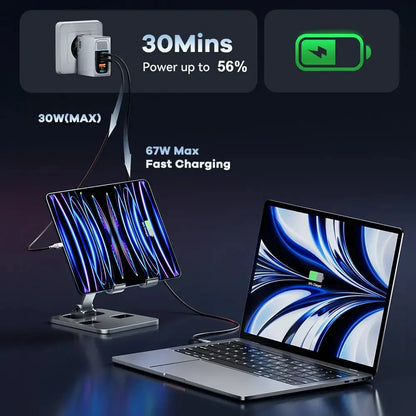 ASOMETECH 100W GaN Charger QC4.0 PD 67W 65W PPS Display Ai-TechWorld 