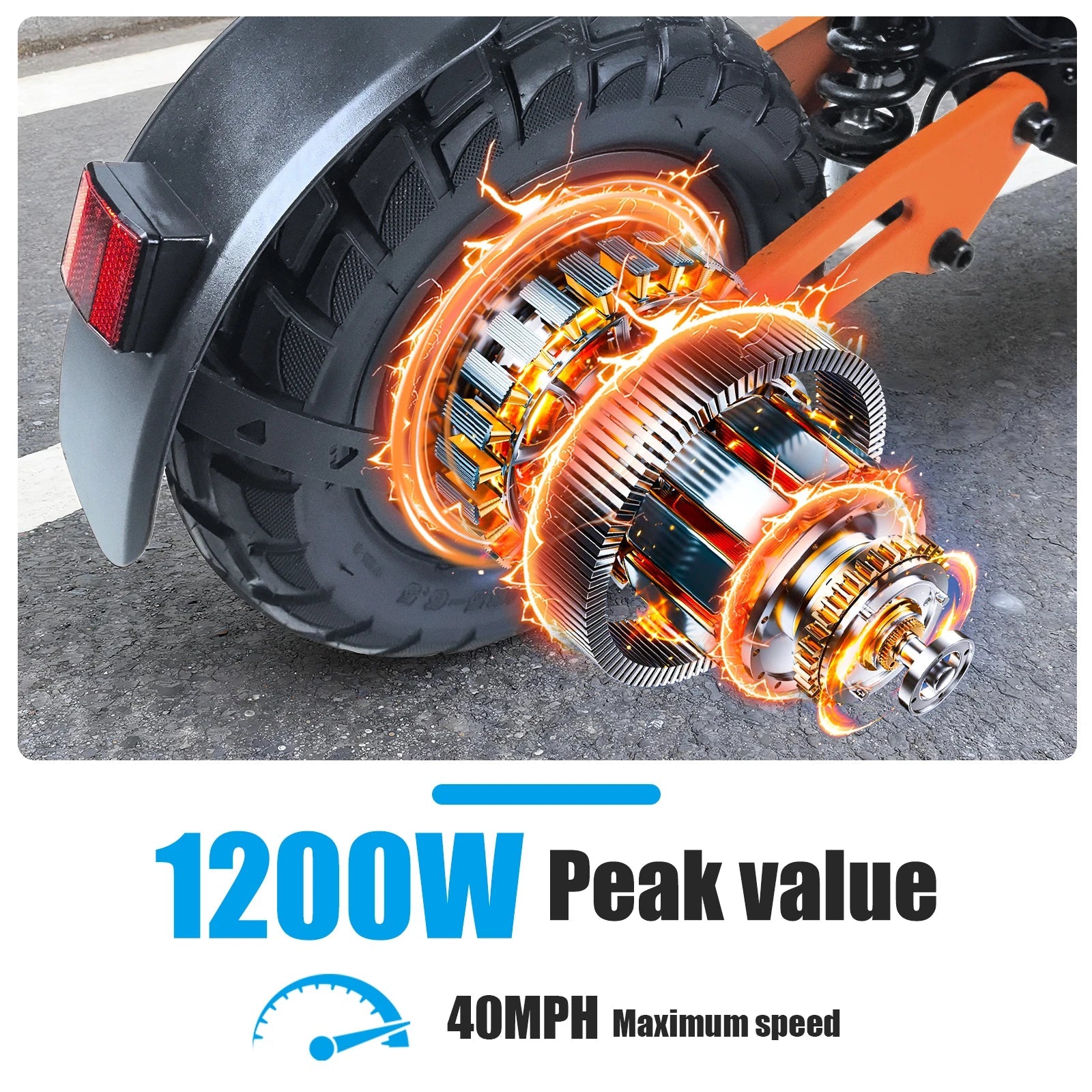 1200W Peak Motor Fold Adult Electric Scooter 48V 18AH 40MPH 11-inch off-roadTires Front and Rear Disc Brakes and Shock Absorbers Ai-TechWorld 
