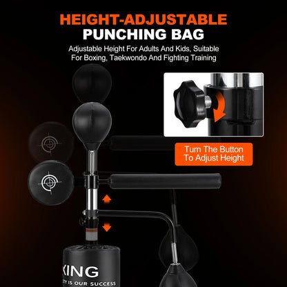 5 in 1 Punching Bag with Stand for Adult & Kids, Freestanding Speed Bag Hitting Target Heavy Kickboxing Bag, 2 Packages Deliver Ai-TechWorld 