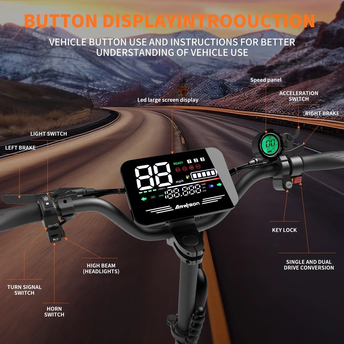 Arwibon 5600W Adult Electric Scooter Dual Motor Top Speed 46MPH,60V27AH, 11-inch Off-Road Tires Sport Folding eScooter with Seat Ai-TechWorld 