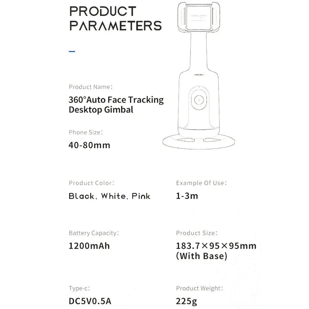 360-degree Follow-up Gimbal Stabilizer Smart Ai Face Recognition Mobile Phone Selfie Stick Tracking Gimbal Ai-TechWorld 