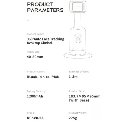 360-degree Follow-up Gimbal Stabilizer Smart Ai Face Recognition Mobile Phone Selfie Stick Tracking Gimbal Ai-TechWorld 