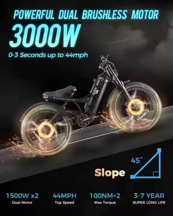 2 US EU CA Stock 3000W 26 * 4.0 Fatbike Ebike Electric Fat Tire Mountain E Hybrid Cargo Dirt Bike Bicycle Adult ﻿ Ai-TechWorld 