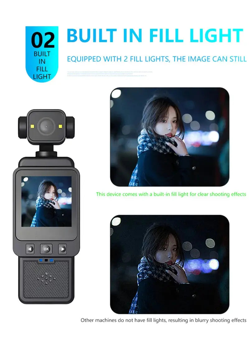 Xiaomi 8K Handheld Sports Camera 180 ° Rotating Mini Portable Anti-shake Camera HD Display WiFi Wearable Night Vision Camera Ai-TechWorld 