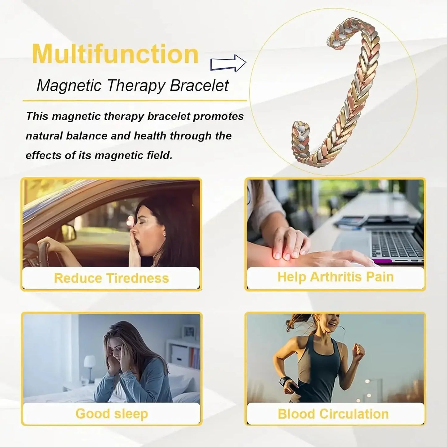 ARADOO Pure Copper Bracelets for Women 3500 Gauss Magnetic Therapy Braided Cuff Bangle Jewelry Gift Ai-TechWorld 