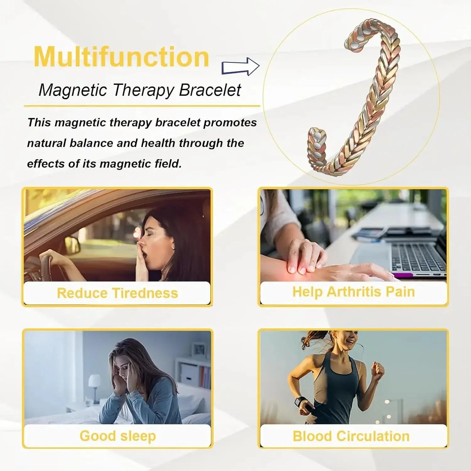 ARADOO Pure Copper Bracelets for Women 3500 Gauss Magnetic Therapy Braided Cuff Bangle Jewelry Gift Ai-TechWorld 