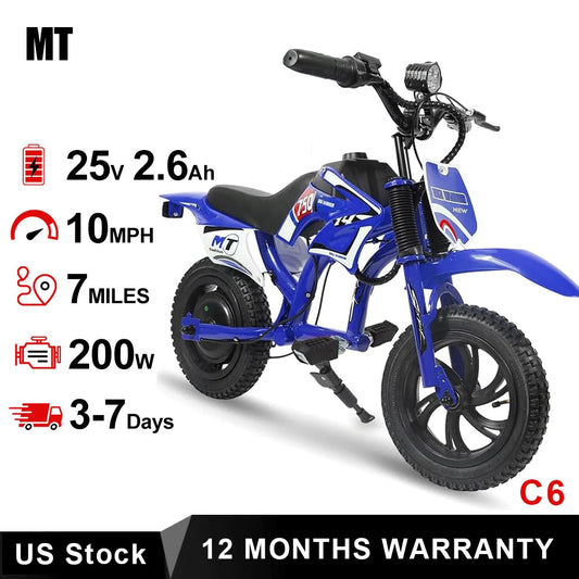 25V Electric Dirt Bike 200W Electric Motorcycle Up to 10MPH & 7 Miles Long Range 3-Speed Modes Motorcycle for Kids Ages 3-10 Ai-TechWorld 