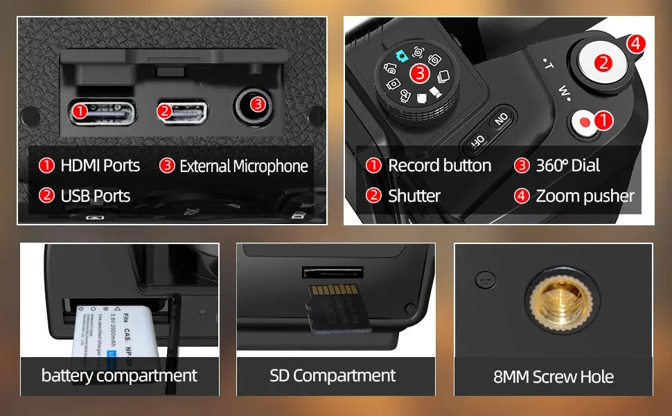 NBD 64MP Digital Camera for Photography, 4K Vlogging Camera with 3’’ Flip Screen,16X Digital Zoom,2 Batteries, 32GB TF Card Ai-TechWorld 