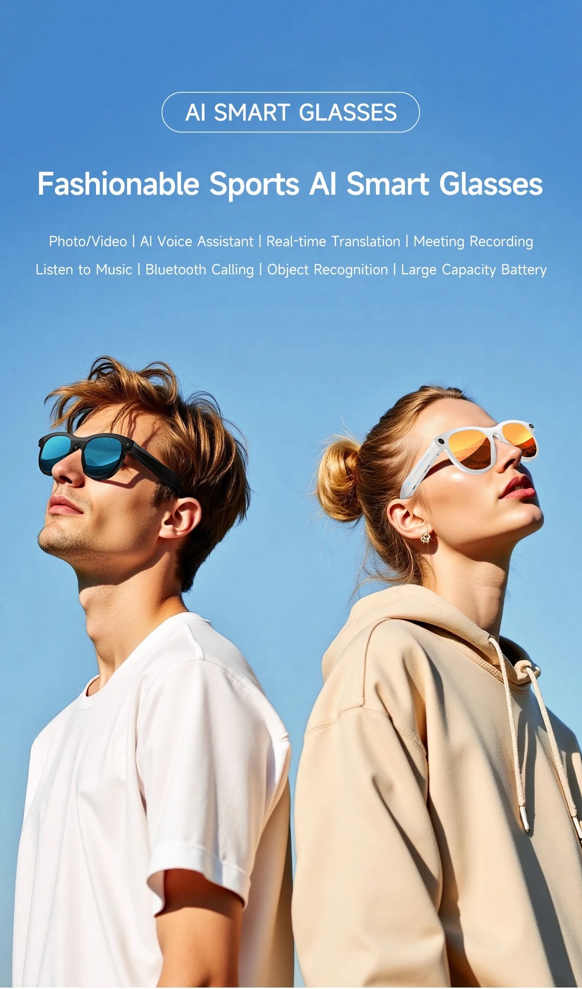 2025Xiaomi Mijia 4K HD Color Changing AI Smart Glasses Chat HD Camera Bluetooth Call Voice Assistant Control Smart Glasses Gift Ai-TechWorld 