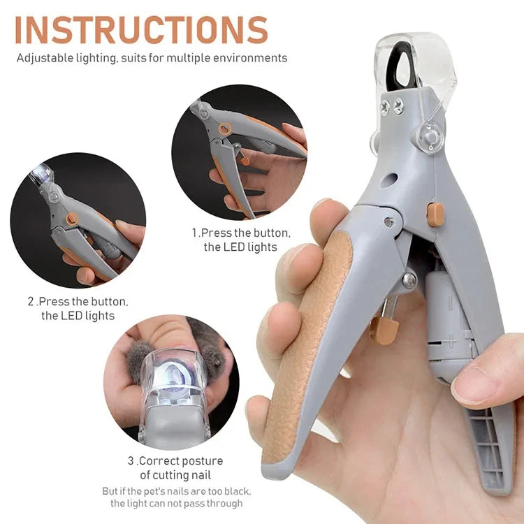 Professional Pet Nail Clipper Scissors With LED Light Cat Dog Nail Clippers Tool Scissors Nail Toeclaw Cutter Scissors Pet Suppl Ai-TechWorld 