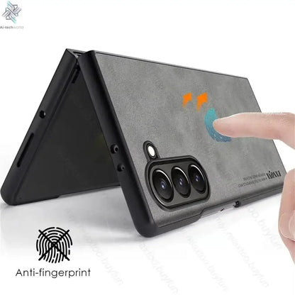 Sheepskin Leather Case For Samsung Galaxy Z Fold7 Fold6 Fold5 Fold4 Fold3 5G TPU Soft Frame Protect Shell Sumsung Fold 7 6 5 4 3 Ai-TechWorld 