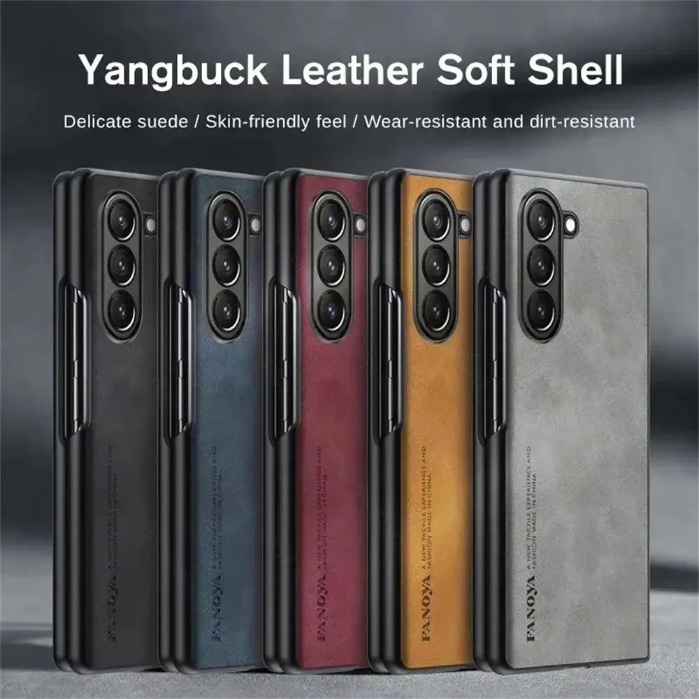 Sheepskin Leather Case For Samsung Galaxy Z Fold7 Fold6 Fold5 Fold4 Fold3 5G TPU Soft Frame Protect Shell Sumsung Fold 7 6 5 4 3 Ai-TechWorld 