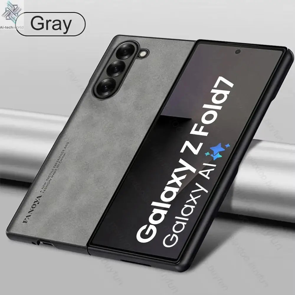 Sheepskin Leather Case For Samsung Galaxy Z Fold7 Fold6 Fold5 Fold4 Fold3 5G TPU Soft Frame Protect Shell Sumsung Fold 7 6 5 4 3 Ai-TechWorld 