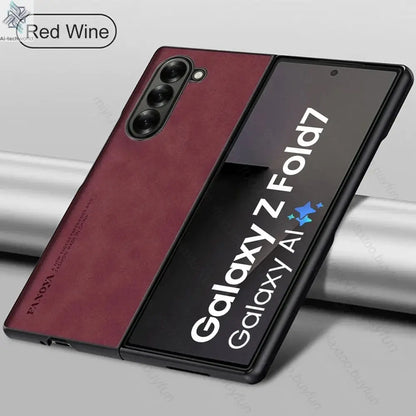Sheepskin Leather Case For Samsung Galaxy Z Fold7 Fold6 Fold5 Fold4 Fold3 5G TPU Soft Frame Protect Shell Sumsung Fold 7 6 5 4 3 Ai-TechWorld 