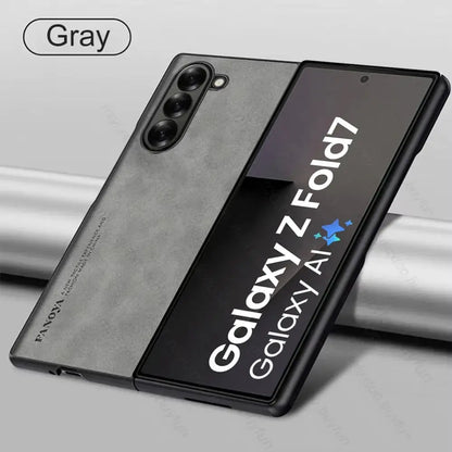 Sheepskin Leather Case For Samsung Galaxy Z Fold7 Fold6 Fold5 Fold4 Fold3 5G TPU Soft Frame Protect Shell Sumsung Fold 7 6 5 4 3 Ai-TechWorld 