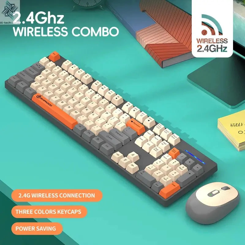 Shipadoo Wireless Keyboard and Mouse Combo Set Gaming Wireless Laptop Desktop Computer Office Accessories Free Wireless Mouse Ai-TechWorld 