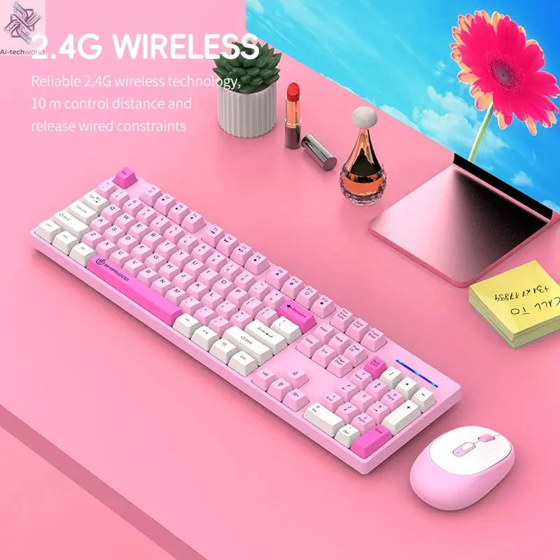 Shipadoo Wireless Keyboard and Mouse Combo Set Gaming Wireless Laptop Desktop Computer Office Accessories Free Wireless Mouse Ai-TechWorld 