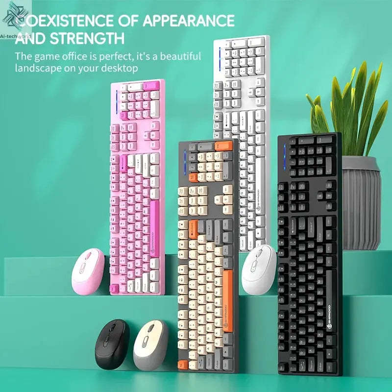 Shipadoo Wireless Keyboard and Mouse Combo Set Gaming Wireless Laptop Desktop Computer Office Accessories Free Wireless Mouse Ai-TechWorld 