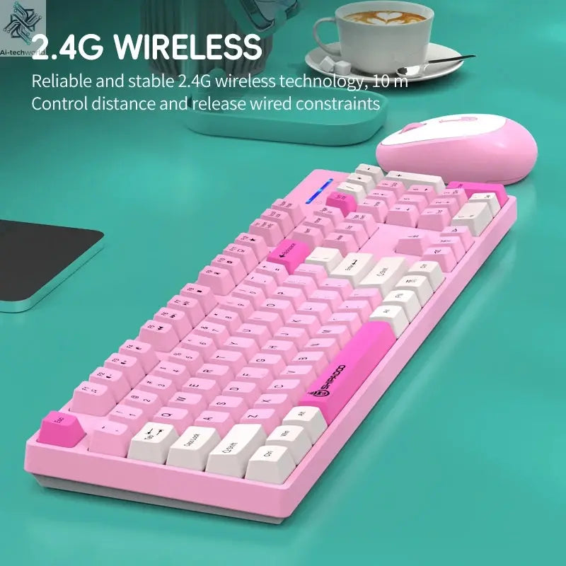 Shipadoo Wireless Keyboard and Mouse Combo Set Gaming Wireless Laptop Desktop Computer Office Accessories Free Wireless Mouse Ai-TechWorld 