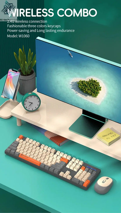 Shipadoo Wireless Keyboard and Mouse Combo Set Gaming Wireless Laptop Desktop Computer Office Accessories Free Wireless Mouse Ai-TechWorld 