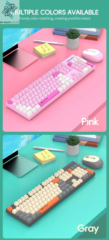 Shipadoo Wireless Keyboard and Mouse Combo Set Gaming Wireless Laptop Desktop Computer Office Accessories Free Wireless Mouse Ai-TechWorld 