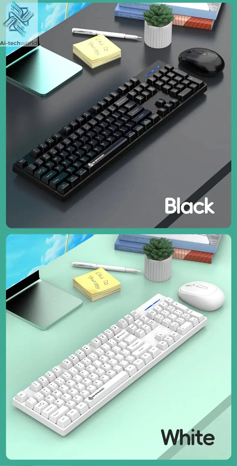 Shipadoo Wireless Keyboard and Mouse Combo Set Gaming Wireless Laptop Desktop Computer Office Accessories Free Wireless Mouse Ai-TechWorld 