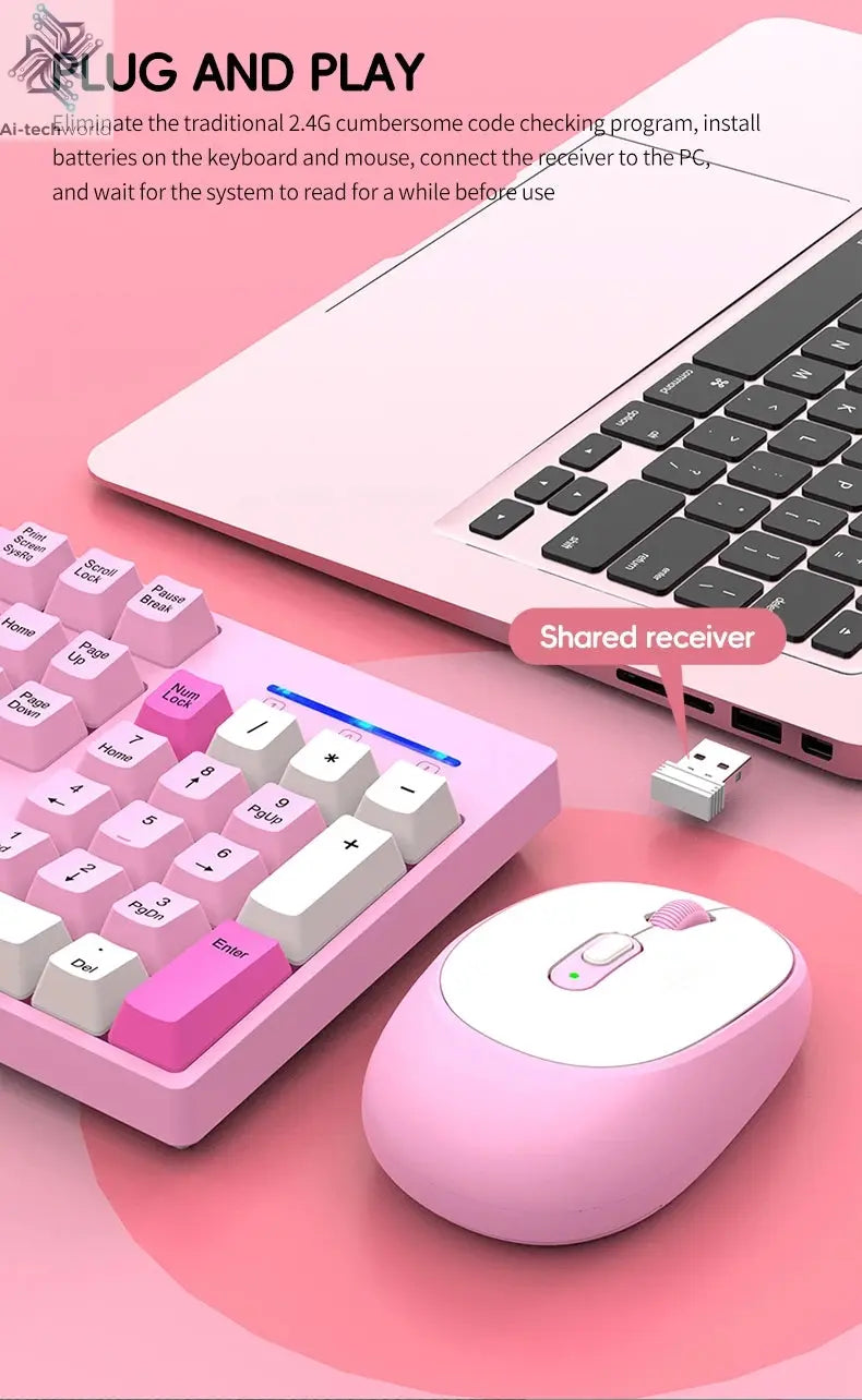 Shipadoo Wireless Keyboard and Mouse Combo Set Gaming Wireless Laptop Desktop Computer Office Accessories Free Wireless Mouse Ai-TechWorld 