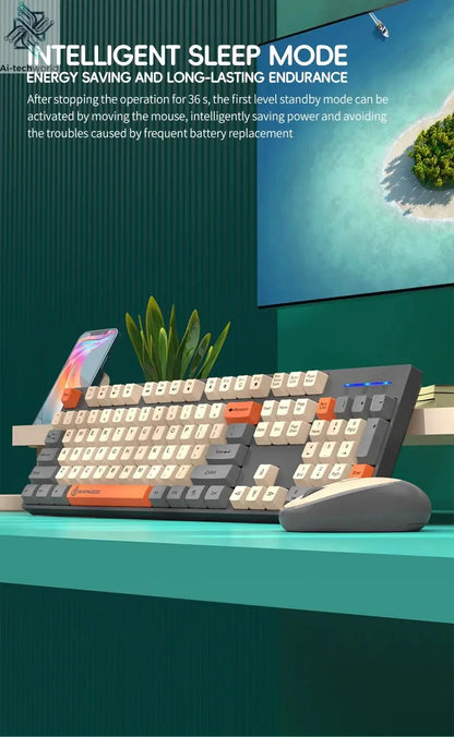 Shipadoo Wireless Keyboard and Mouse Combo Set Gaming Wireless Laptop Desktop Computer Office Accessories Free Wireless Mouse Ai-TechWorld 