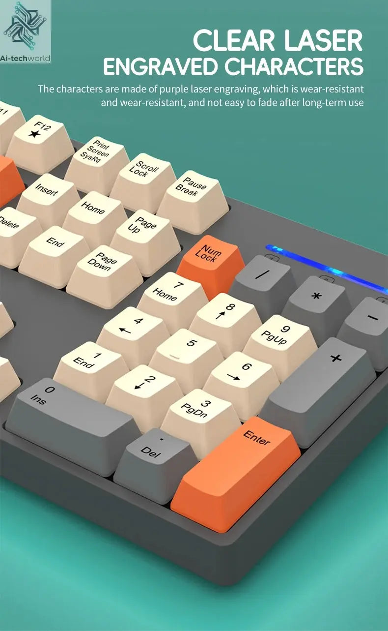 Shipadoo Wireless Keyboard and Mouse Combo Set Gaming Wireless Laptop Desktop Computer Office Accessories Free Wireless Mouse Ai-TechWorld 