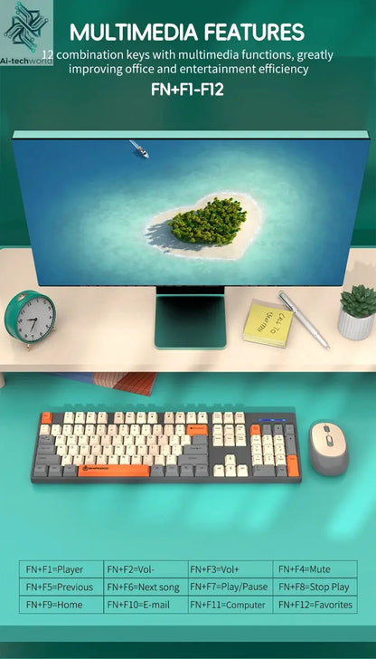 Shipadoo Wireless Keyboard and Mouse Combo Set Gaming Wireless Laptop Desktop Computer Office Accessories Free Wireless Mouse Ai-TechWorld 