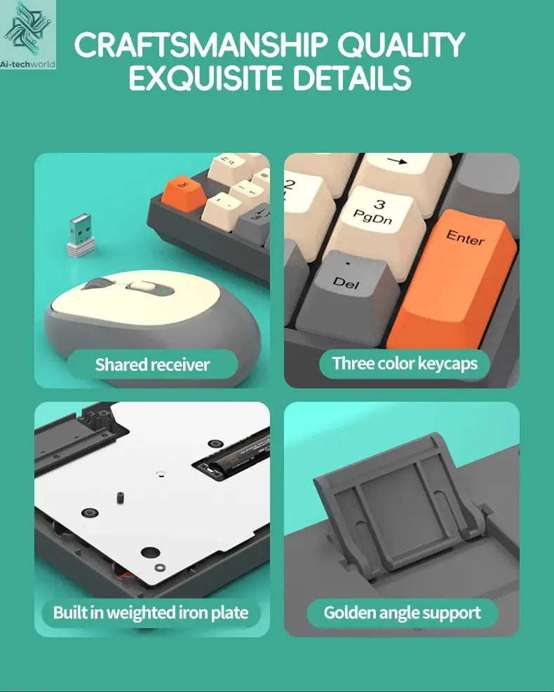 Shipadoo Wireless Keyboard and Mouse Combo Set Gaming Wireless Laptop Desktop Computer Office Accessories Free Wireless Mouse Ai-TechWorld 