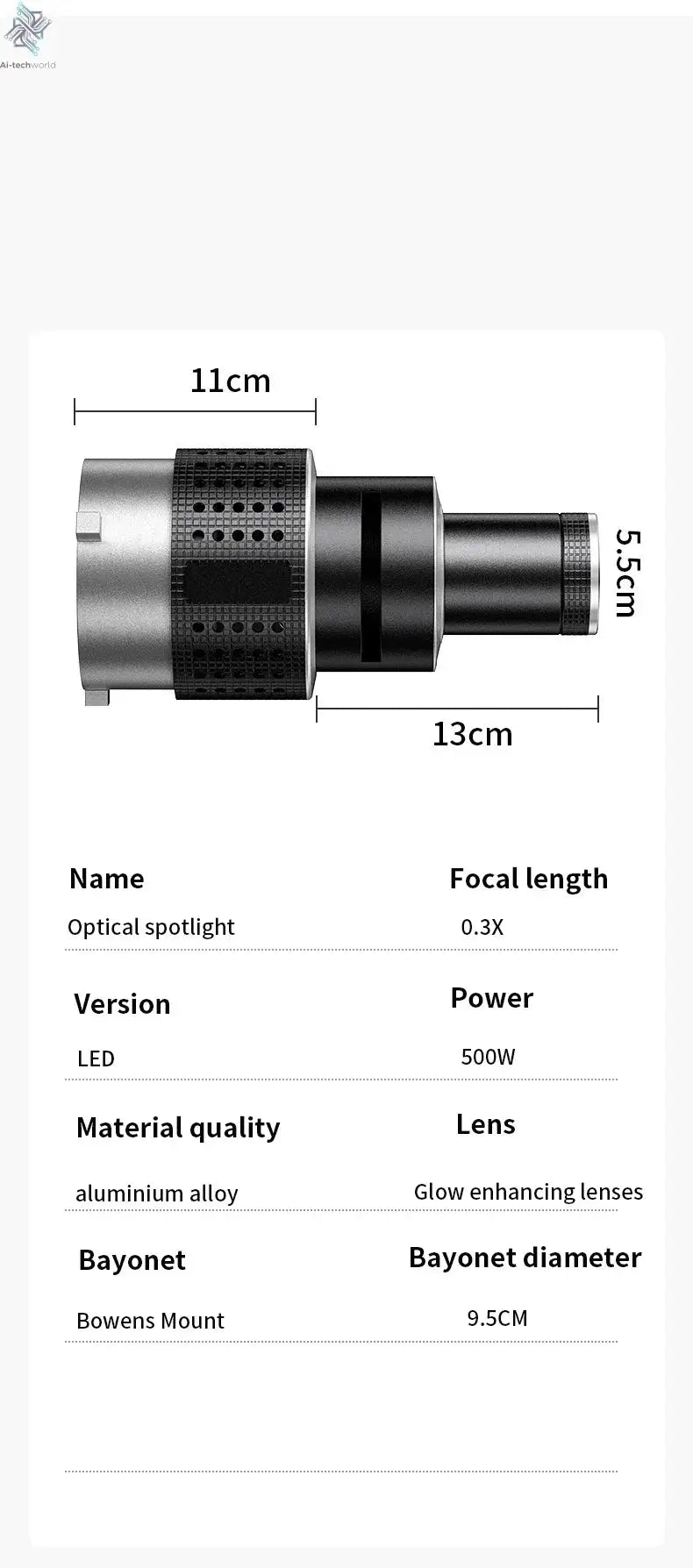Shiyan Optical Focusing Projection Photography Spotlight For Aputure Godox Jinbei Bowens Mount LED Light Flash Strobe Light Ai-TechWorld 