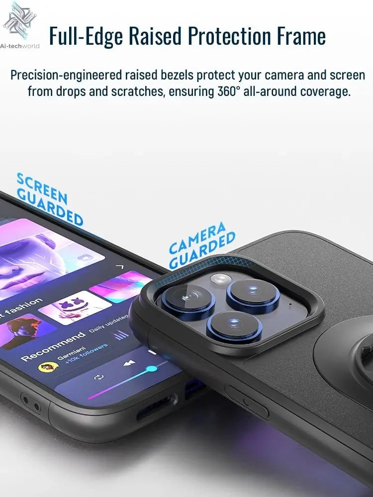 Shockproof Case for iPhone 17/16/15/14Plus/13/12/11Pro/XsMax/XR Quad - style Motorbike/Bike Holder/Car Mount with Lock - in Design - Ai - TechWorld