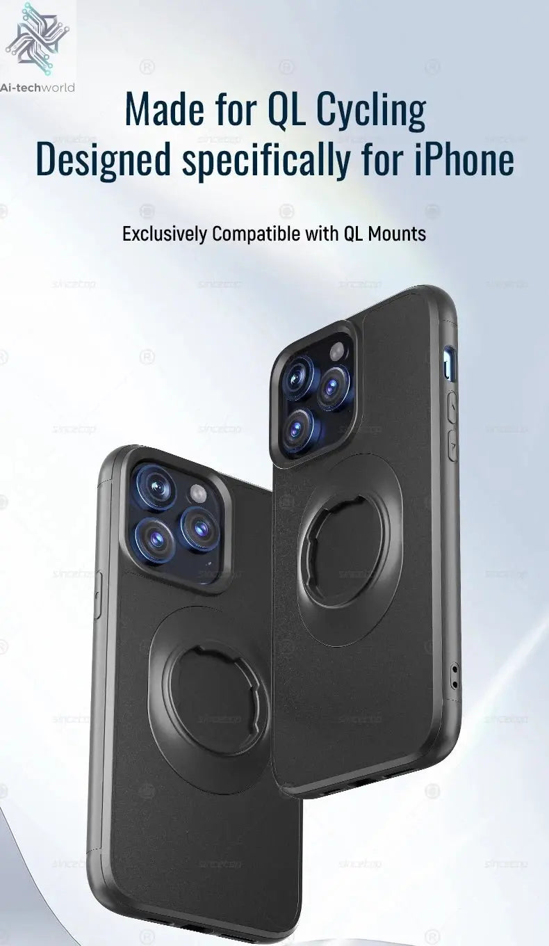Shockproof Case for iPhone 17/16/15/14Plus/13/12/11Pro/XsMax/XR Quad - style Motorbike/Bike Holder/Car Mount with Lock - in Design - Ai - TechWorld