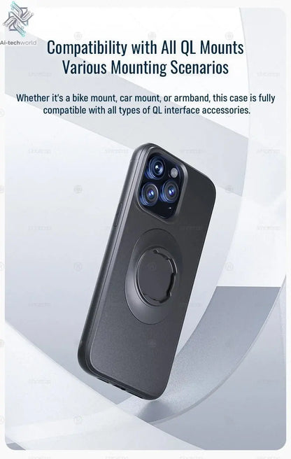 Shockproof Case for iPhone 17/16/15/14Plus/13/12/11Pro/XsMax/XR Quad - style Motorbike/Bike Holder/Car Mount with Lock - in Design - Ai - TechWorld