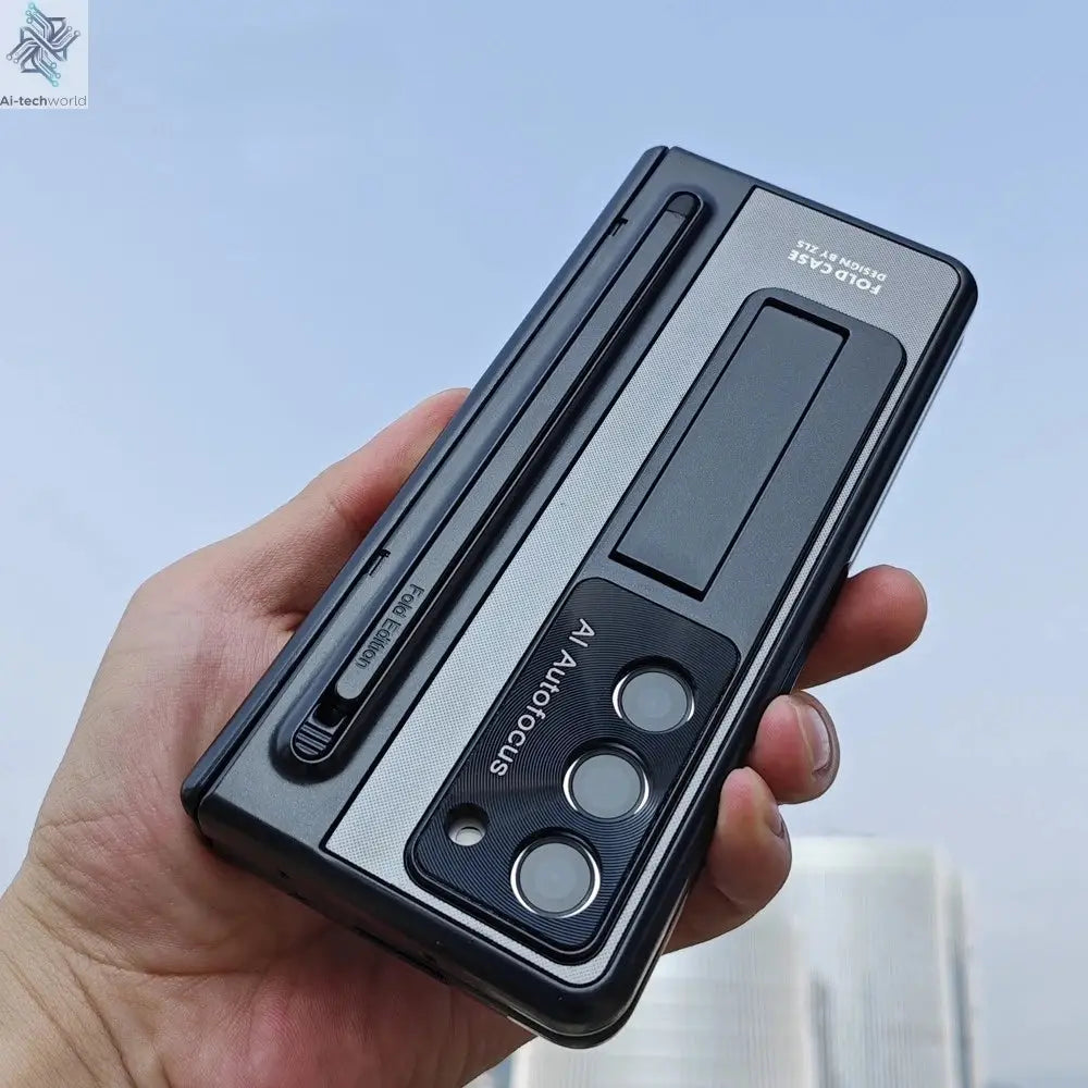 Shockproof Hinge Protection Case For Samsung Galaxy Z Fold 7 6 5 4 5G With Touch Pen Stand Tempered Glass Protective Film Cover Ai-TechWorld 