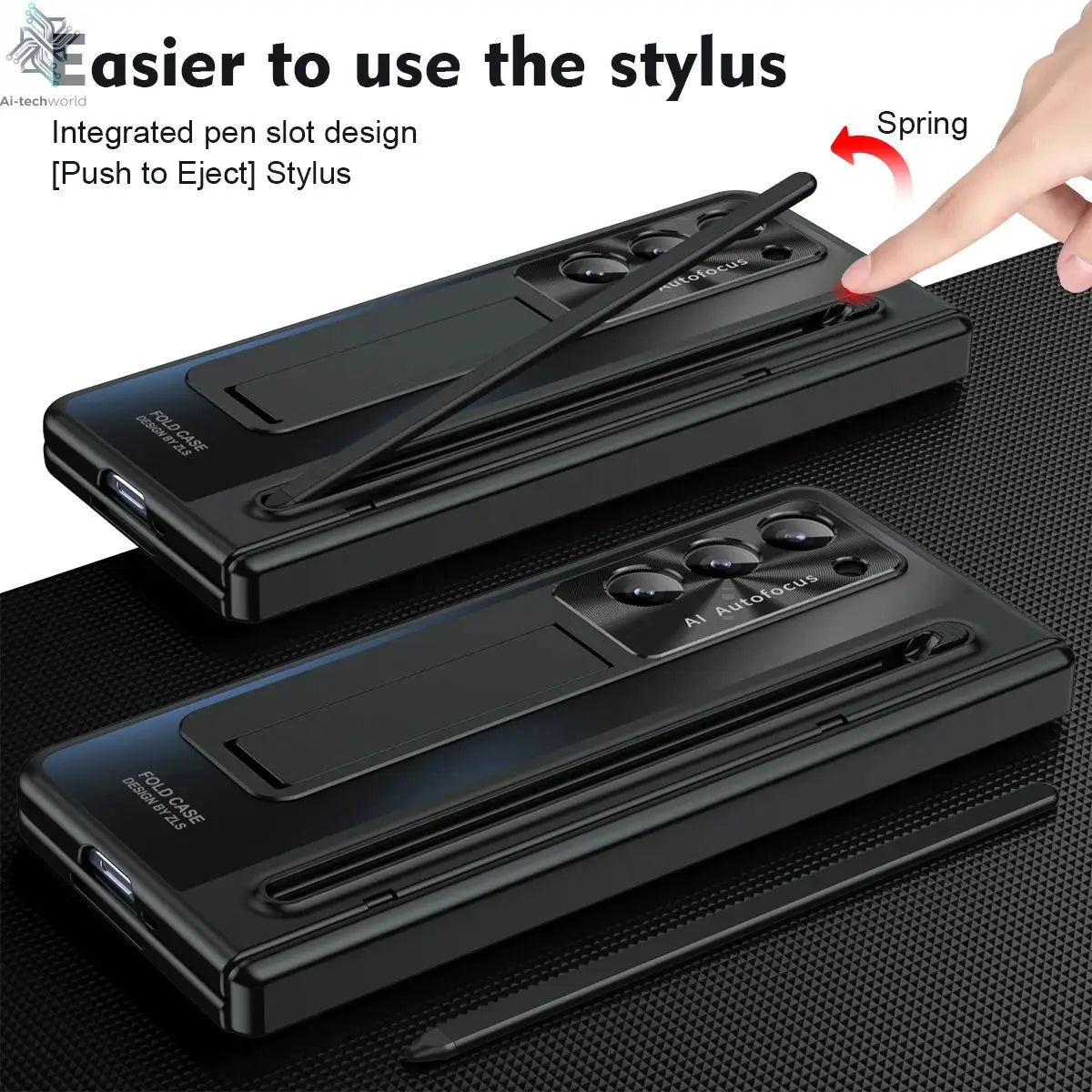 Shockproof Hinge Protection Case For Samsung Galaxy Z Fold 7 6 5 4 5G With Touch Pen Stand Tempered Glass Protective Film Cover Ai-TechWorld 