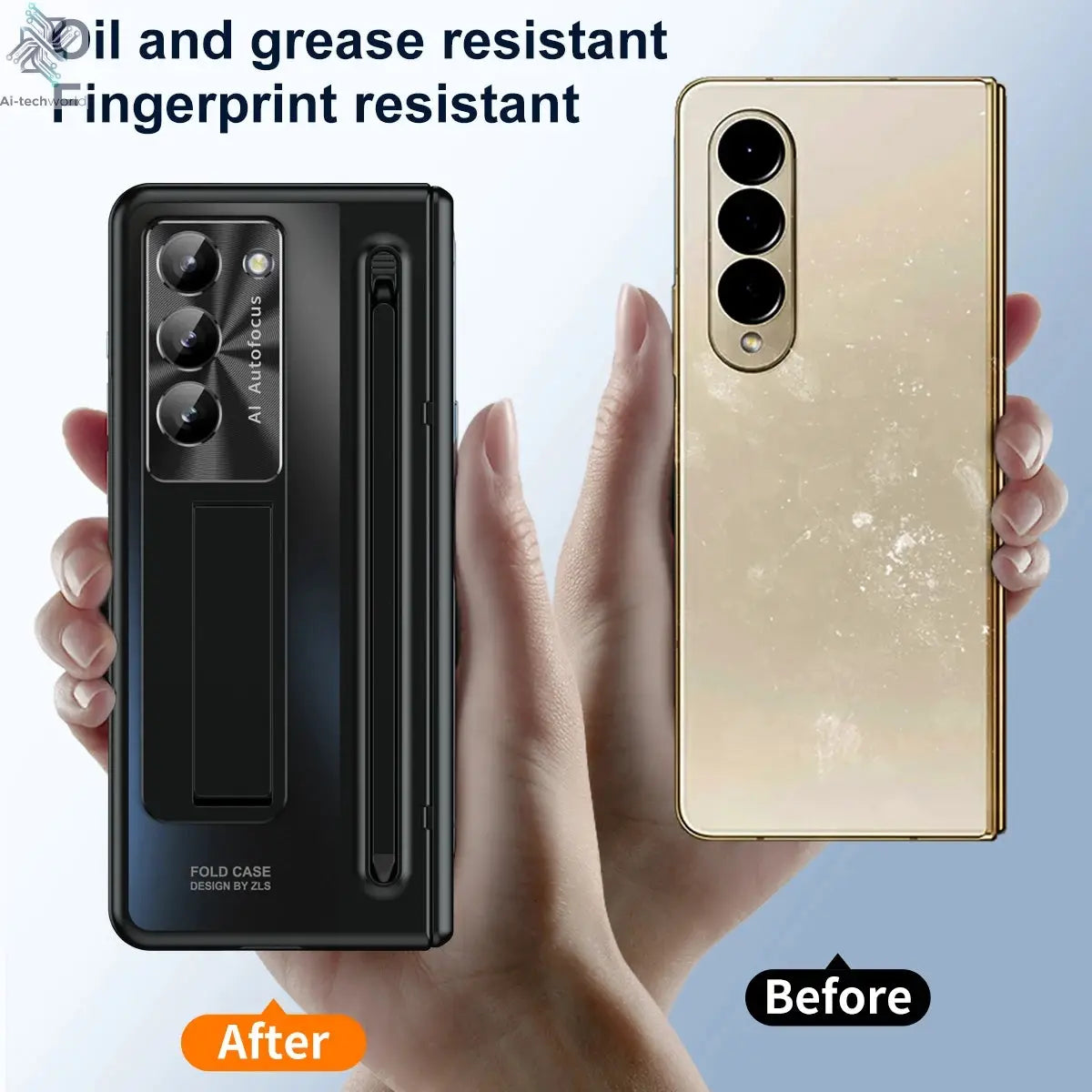 Shockproof Hinge Protection Case For Samsung Galaxy Z Fold 7 6 5 4 5G With Touch Pen Stand Tempered Glass Protective Film Cover Ai-TechWorld 