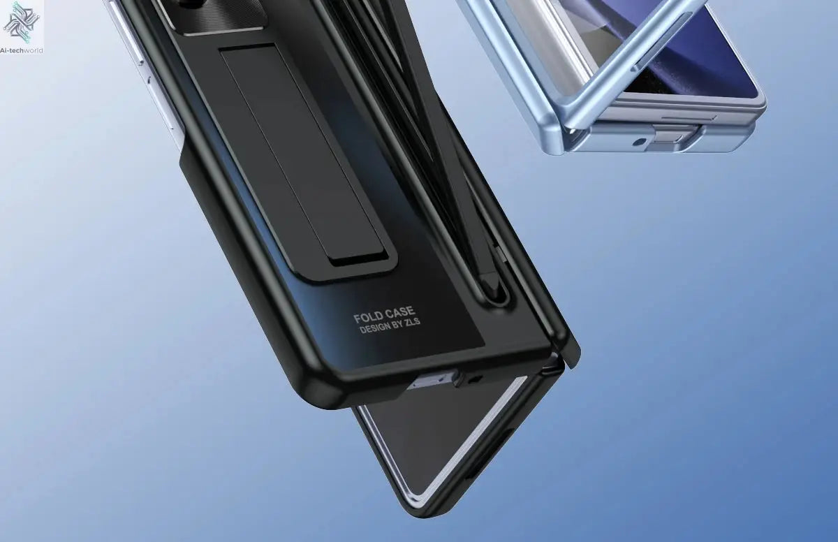Shockproof Hinge Protection Case For Samsung Galaxy Z Fold 7 6 5 4 5G With Touch Pen Stand Tempered Glass Protective Film Cover Ai-TechWorld 