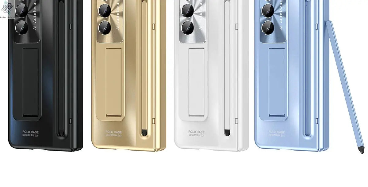 Shockproof Hinge Protection Case For Samsung Galaxy Z Fold 7 6 5 4 5G With Touch Pen Stand Tempered Glass Protective Film Cover Ai-TechWorld 